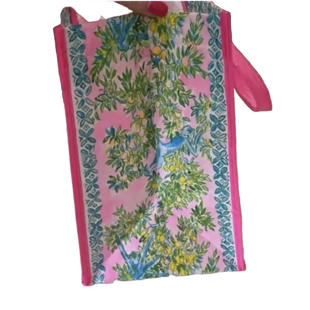 Lilly Pulitzer Pink Extra Large Reusable Shopping Tote Bag 15”x 11” X 7” NWOT - Picture 4 of 4
